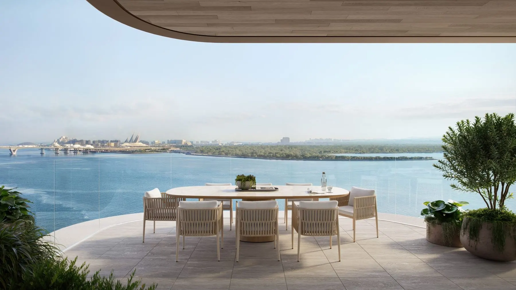 Penthouse terrace dining with sea views