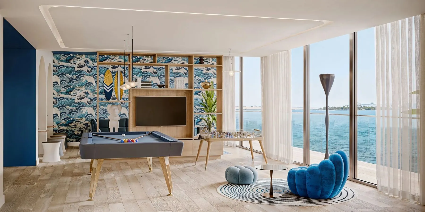 Games room with billiards table